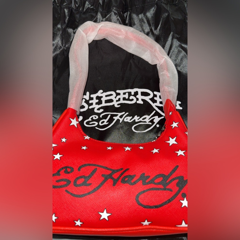 Ed Hardy Red and Black Star Bag